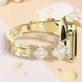 thumbnail image 3 of Pozyie Cute Clover Band for with Apple Watch Bands for Women 40mm 41mm 38mm Series 9 Ultra SE 8 7 6 5 4 3 2 1, Luxury Sparkle Diamond Replacement Bracelet Wristband,Gold, 3 of 7
