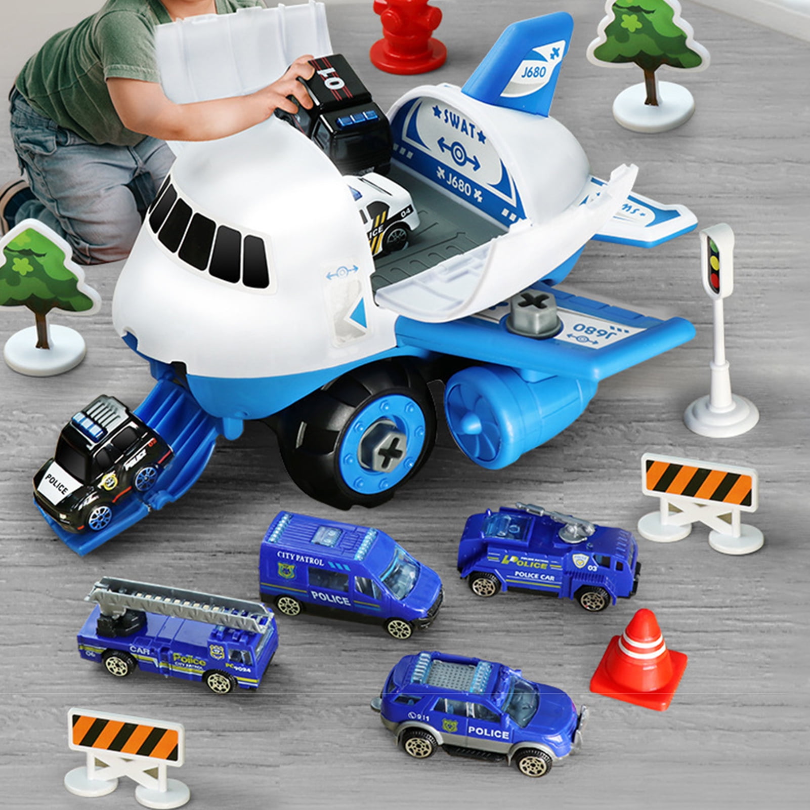Travelwant Airplane Toy with Car Toy Set, Take Apart Toy for Play Set