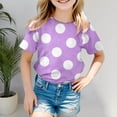 thumbnail image 2 of REDARER Girls Short Sleeve T-Shirt Polka Dot Print Casual Breathable Summer Daily Wear Tee,14-15 Years, 2 of 4