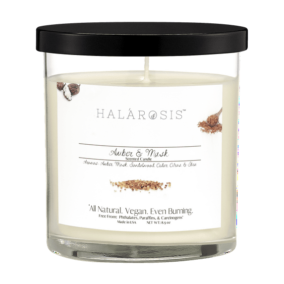 Halarosis, 8.5 oz, Soy Candle, Amber & Musk, Container Candle