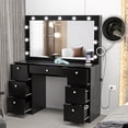thumbnail image 4 of Boahaus Modern Yara Makeup Vanity Table with Mirror, 7 Drawers, Black, Built-In Lights, for Bedroom, 4 of 11
