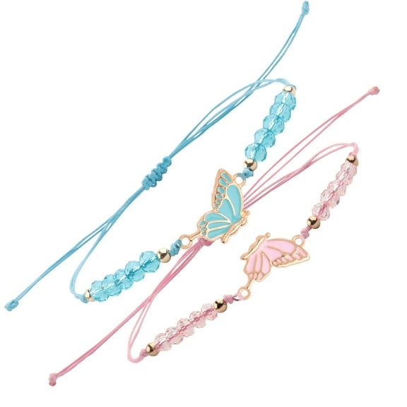 Pack Of 2 Butterfly Friendship Bracelets for Girls and Couples Handmade Braided Rope Matching Handchain Handmade Jewelry