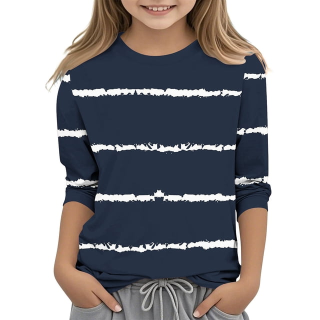 Zpanxa T-Shirts Garçons Imprimé d'Intérêt Manches 3/4 Col Rond Haut T-Shirts Graphique Amusant avec Polyester Spandex 9 Ans