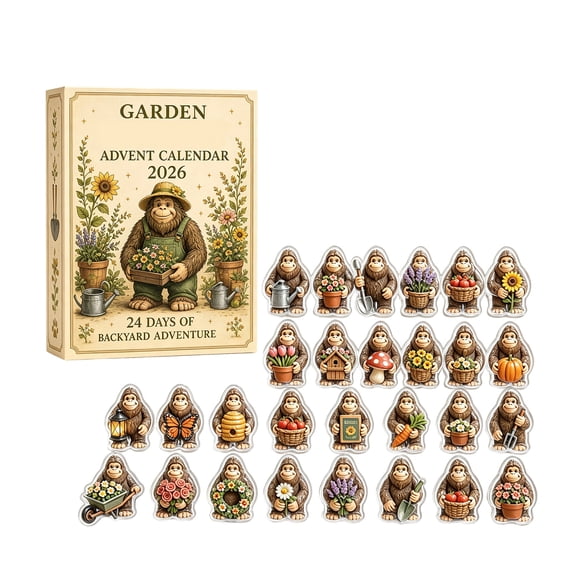 Bigfoot Advent Calendar 2026, 24 Days Christmas Countdown with 24 Acrylic Sasquatch Charms, Funny Cryptid Garden Decor for Kids Adults