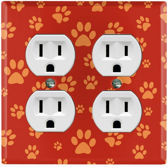 Metal Light Switch Plate Cover Puppy Dog Paw Prints Burnt Orange DOG032