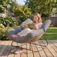 thumbnail image 2 of Outsunny Indoor Outdoor Papasan Rocking Chair with Cushion, Grey, 2 of 10