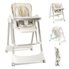 TouHeart Baby High Chair Swing Combo, 3-in-1 Convertible Highchair for Babies and Toddlers with Wheels, Beige