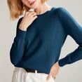 thumbnail image 4 of Pulls Confortables pour Femmes! Fadeal Tricot Uni Printemps et Automne Hiver avec Col Rond et Style à Manches Longues pour Femmes Marine P, 4 of 4