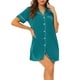 thumbnail image 1 of CAMISETA DE NOCHE PARA MUJERES INSPIRE CHIC, CON BOTONES, VESTIDO DE PIJAMA, MANGAS CORTAS, NOCHE DE VERANO, VESTIDOS DE DESCANSO, VERDE PAVO REAL, 1 of 6