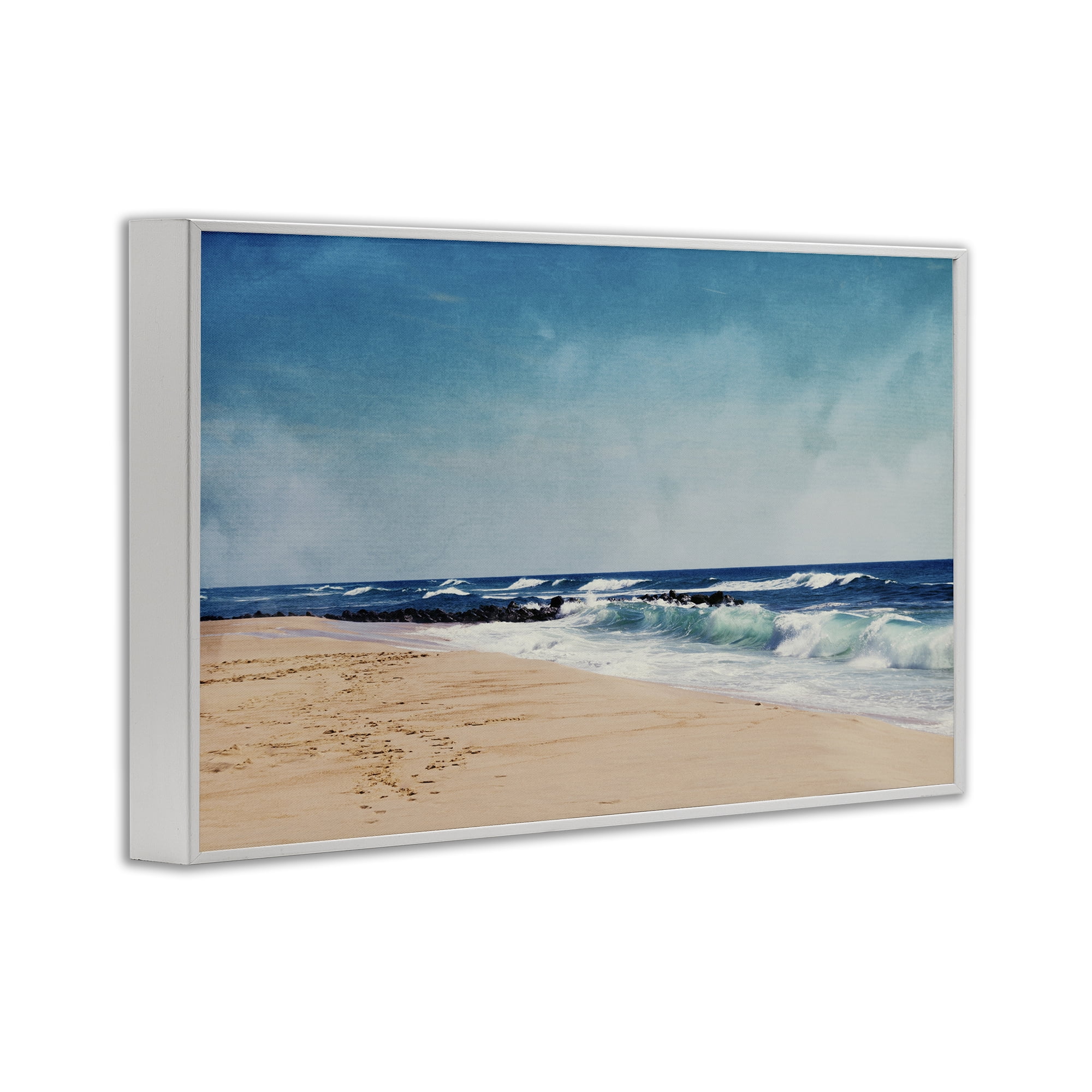 Stupell Industries Atlantic Waves Shoreline White Framed Giclee Art, design by Dirk Wüstenhagen