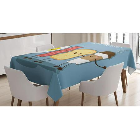 Bacon Tablecloth, Cute Image of an Egg Bacon Toast Bread and Cup of Coffee as Morning Best Friends, Rectangular Table Cover for Dining Room Kitchen, 60 X 84 Inches, Multicolor, by (Best Bread For Toast)
