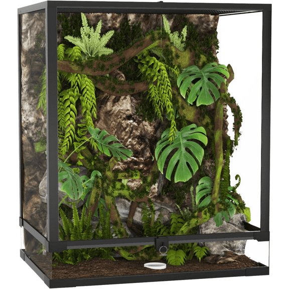 34/45/67 Gallon Glass Reptile Terrarium with Top Screen Ventilation & Double Hinge Door Reptile Tall Tank for Lizard Snake