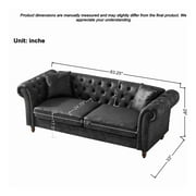 83 Luxury Chesterfield Leather Sofa, Mid Century Modern 3 Seater Couch w/Roll Armrest, Comfy Sleeper Cloud Couches SofaBed for Office, Apartment Living Room & Bedroom, Easy Assembly, Black