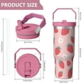 thumbnail image 5 of 1pc strawberry 30oz Tumbler with Straw & Handle - Insulated Stainless Steel Cup | Holiday Gift for Man Women (Christmas, Valentine's, Birthday), 5 of 7
