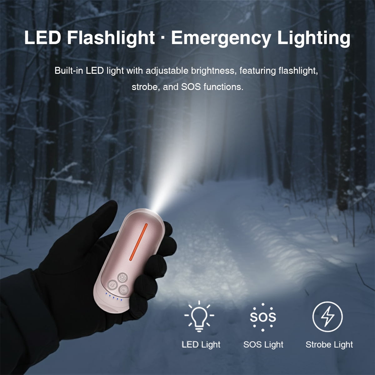 Corfhy Hand Warmers Rechargeable 2-in-1, Fast Heating Electric Hand Warmer with 5 Temperature Settings, LED Flashlight Portable Pocket Heater,Gifts for Christmas