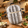 Steamer Pot For Cooking 14.2 Inch Steam Pots With Lid 2-tier Stainless ...
