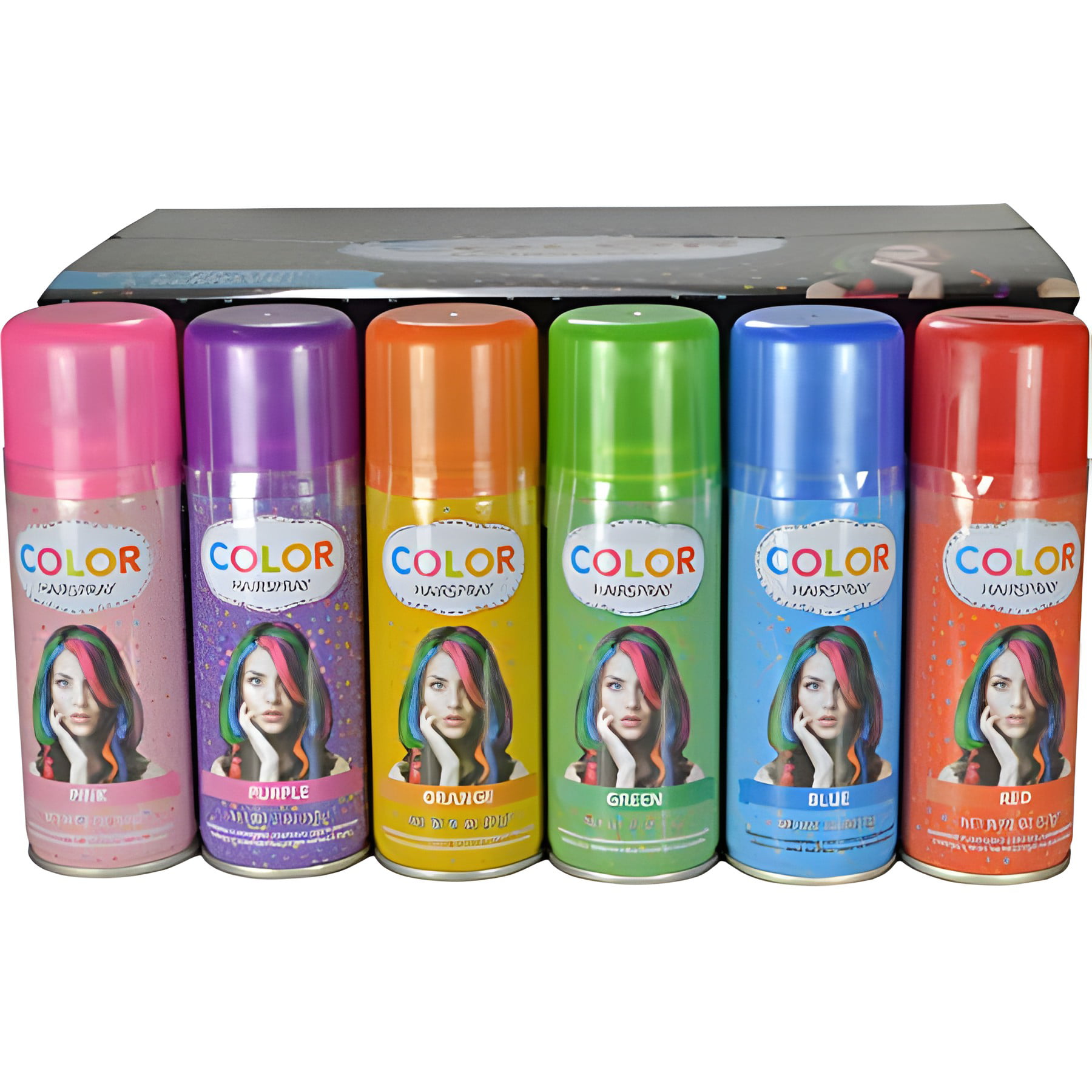 Temporary Hair Color Spray Case (24 Cans) - 6 Colors 