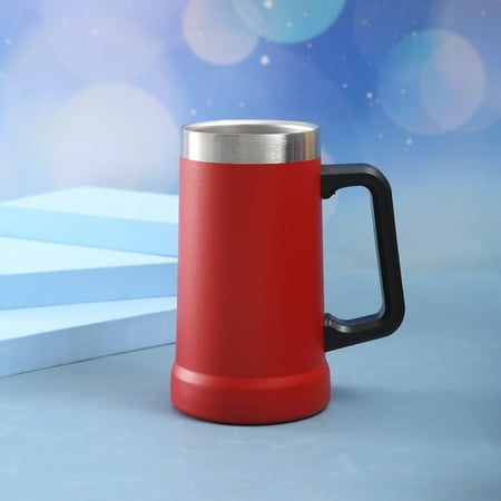 

Stainless Steel Double Layer Beer Cup with Handles Keep Drinks Cold or Hot Longer For Holiday Birthday Gift