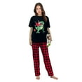 thumbnail image 4 of Ihaphap Family Christmas Matching Pajamas Santa Ridin Dinosaur Funny Merry Christmas Black Short Top and Red Plaids Family Matching Pajamas Set, L-Women, 4 of 6