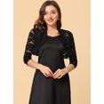 thumbnail image 2 of Cárdigan elegante con cuello con volantes Allegra K Top de encogimiento de hombros con encaje floral transparente Negro XXL, 2 of 5