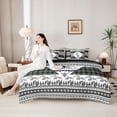thumbnail image 5 of Manfei Rustic Wolf 7-Piece Twin Bedding,Green Check Pine Bedding Comforter Set,Black Reversible, 5 of 7
