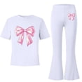thumbnail image 7 of ATOGUTA Cute Clothes for Teens Kids Short Sleeve T-Shirts and Elastic Waist Flared Pants Size 5T-15 Cute Clothing White, 7 of 7