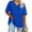 Blue, variant on Camleand Women's Plus Size V Neck Short Sleeved Solid T Shirts Summer Half Sleeve Tees Casual Loose Fit Cotton Tunic Tops