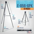 thumbnail image 2 of U.S. Art Supply 70" High Showroom XL Aluminum Display Easel (Pack of 6), Black Presentation Floor Tabletop Tripod Stand, 2 of 6