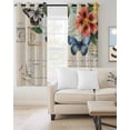 thumbnail image 2 of Orange White Floral Retro Blackout Curtains for Bedroom Living Room Darkening Curtains 90 Inch Modern Rustic Butterfly Black Out Window Curtain Privacy Window Treatment Grommet Drapes 52"x90"x2, 2 of 9