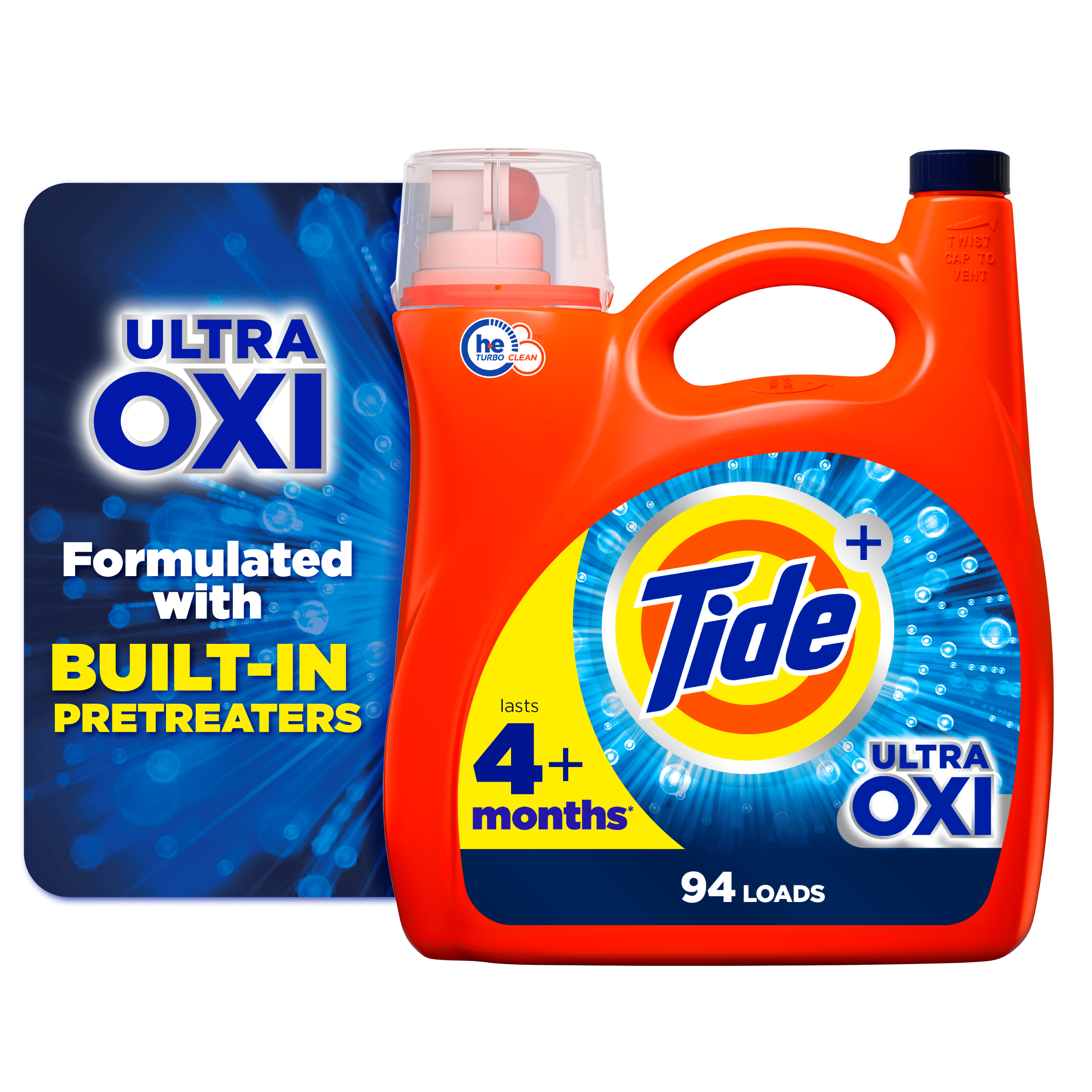 Tide Ultra Oxi Liquid Laundry Detergent, HE Compatible, 132 fl oz, 94 Loads