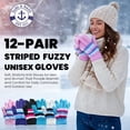 thumbnail image 2 of Yacht & Smith Women's Fuzzy Winter Gloves, Magic Stretch, Purple Red and Navy Blue, Soft Furry, Bulk, 2 of 7