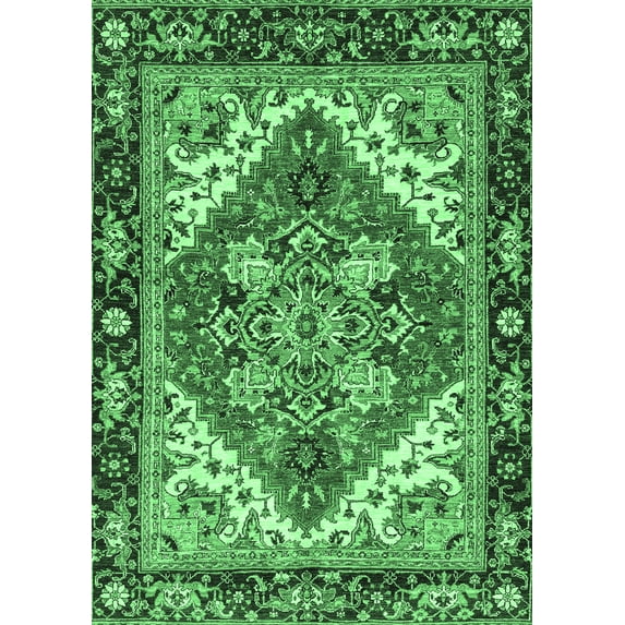 Ahgly Company Indoor Rectangle Persian Emerald Green Traditional Area Rugs, 2' x 3'