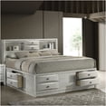 thumbnail image 4 of King Size Storage Bed Frame with Bookcase Headboard and 6 Drawers, White Modern Platform Bed with Storage Shelves, 4 of 6