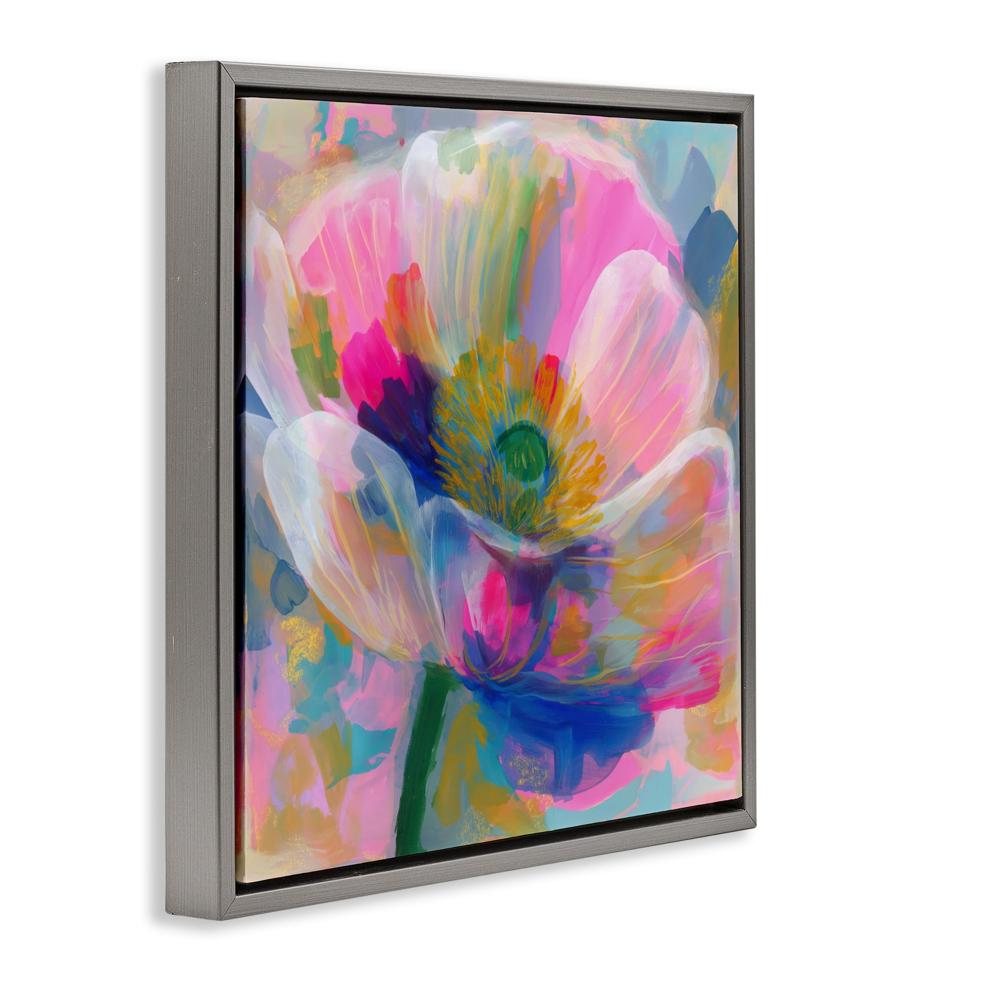 Stupell Industries Backlit Kaleidoscopic Poppy Gray Framed Floater Canvas Wall Art, design by Chromatic Storm Studio