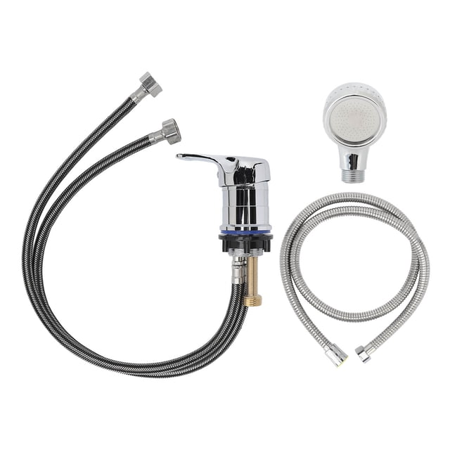 Shampoo Faucet Sprayer Kit Accessory 23.6in Tap 47.2in Hose Hot Cold Mixer Medium Plated Faucet Replacement Set