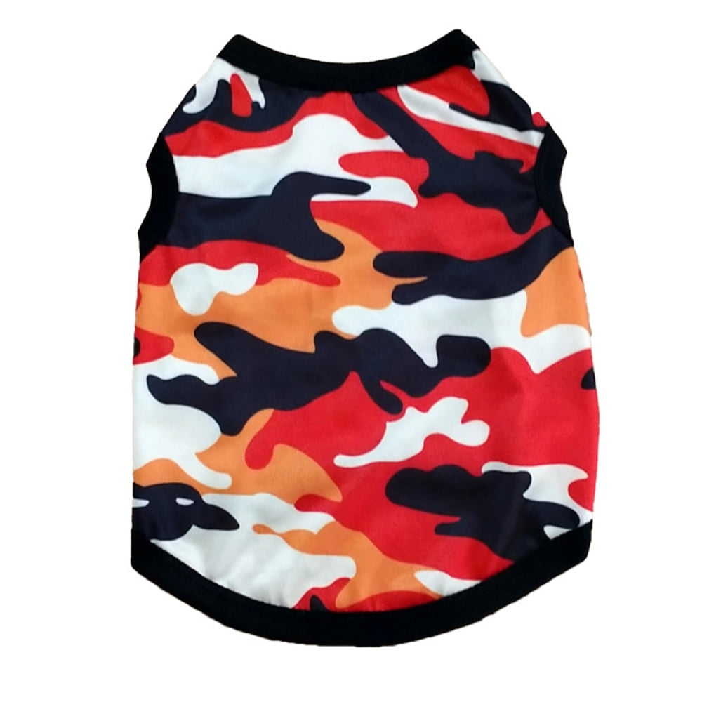 Camouflage Print Puppy Shirt for Small Dog, Breathable Sleeveless Pet Vest for Boy&Girl (Red,XS