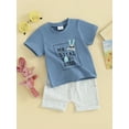 thumbnail image 3 of Liacowi 2Pcs Toddler Baby Boys Easter Clothes Kids Boys Summer Beach Outfit 6M 1T 2T 3T Letter Bunny Print Short Sleeve T-Shirt and Elastic Shorts, 3 of 9