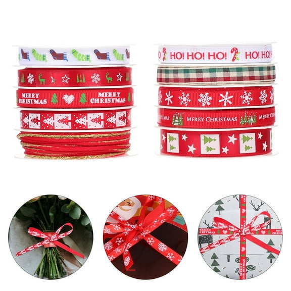 Stri 10 rolls of colorful ribbons to embellish Christmas trees
