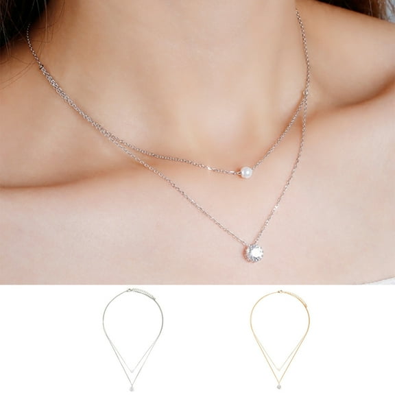 SPRING PARK Fashion Women Faux Pearl Double Layer Necklace Choker Wedding Jewelry Gifts