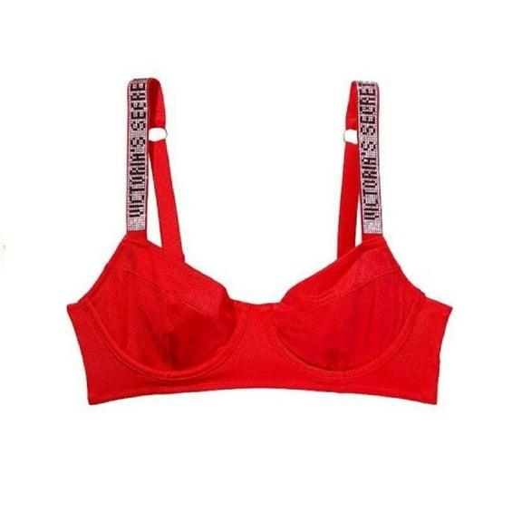 Victoria’s Secret Swim Bikini Top Shine Strap Red Wicked Size 32D NWT