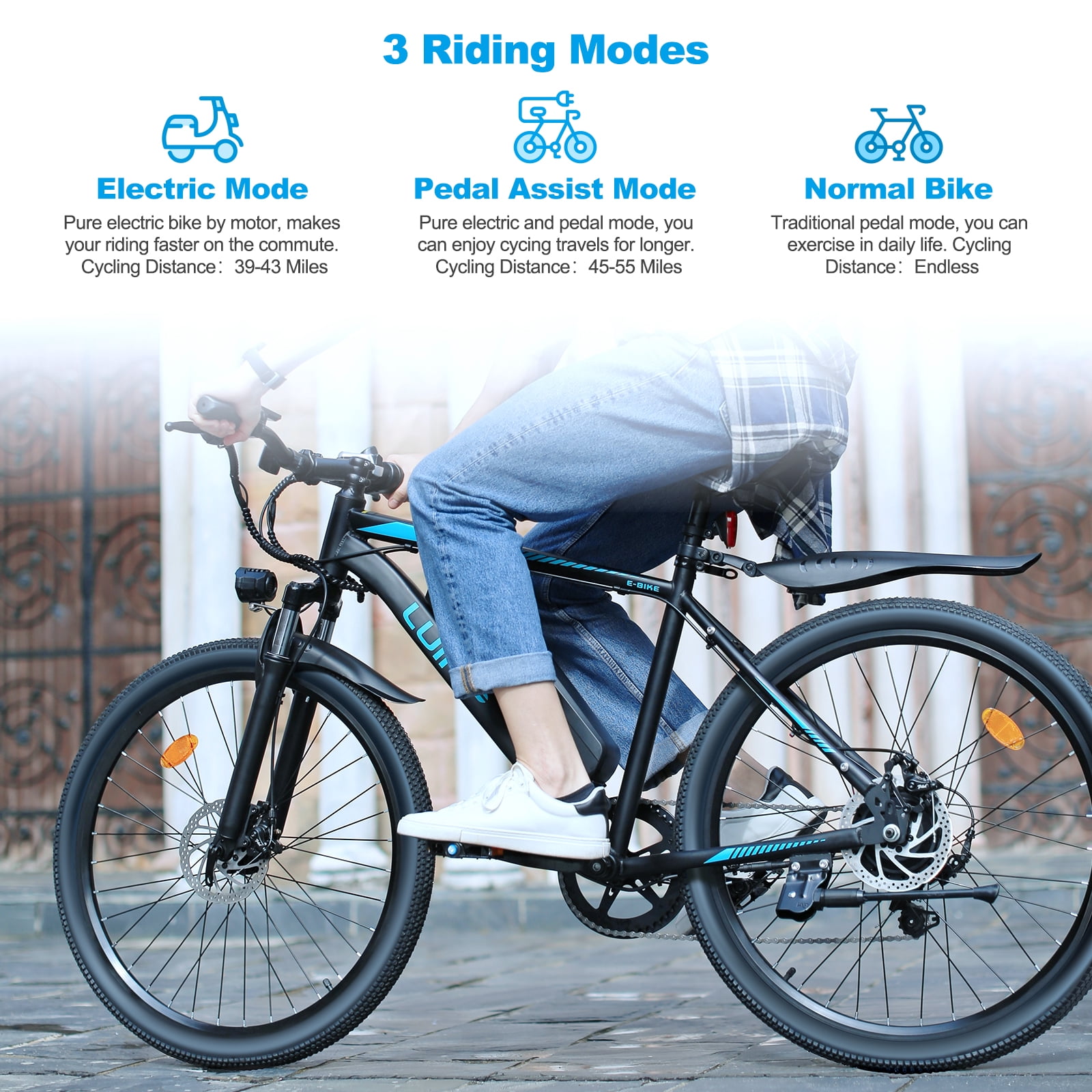 VTOKW 26" Electric Bike for Adults, 500W Ebike with 36V 10.4Ah Battery, 20MPH Electric Bicycles, E-bike for Adults, E Bike UL2849