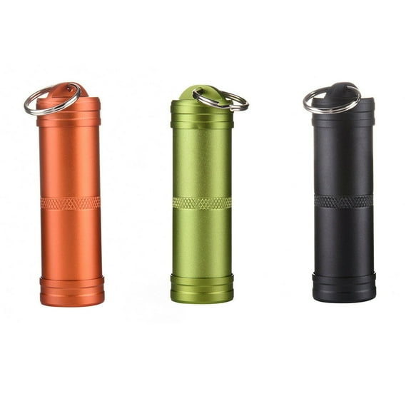 tooloflife Pill Box Mini Pill Holder Pill Bottle with Rubber O-Ring Seal and Keychain Aluminum Alloy Waterproof
