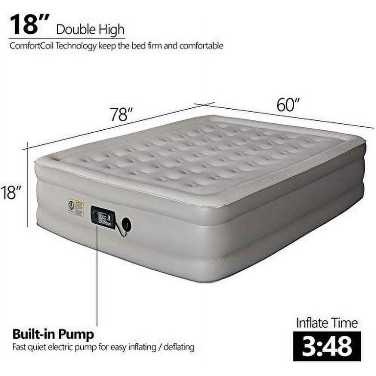 Comfy Inflatable Queen Air Mattress with Built in Pump Self Inflating Blow Up Durable Heavy Duty Stay Firm Comfortable Air Bed 18 Elevated for Home Guest Travel Relocate Camping Walmart