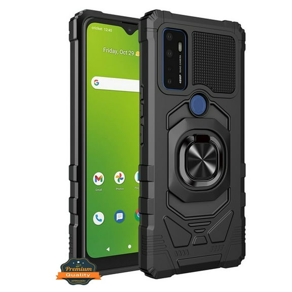 For Cricket Dream 5G Hybrid Magnetic Car Mount 360° Rotating Ring Kickstand Stand Holder Armor Protective [Military Grade] Phone Case Cover by Xpression [Black]