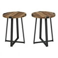 thumbnail image 1 of Ensemble de Table d'Appoint en Bois en Métal Moderne en 2 Pièces - Chêne Rustique, 1 of 5