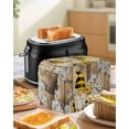 thumbnail image 4 of Daisy Floral Toaster Cover 4 Slice, Large Kitchen Appliance Covers, Farmhouse Wood Grain Bee Gnomes Flowers Toaster Oven Cover with Loop, Bread Machine Cover Polyester Dust Cover Protection, 4 of 4