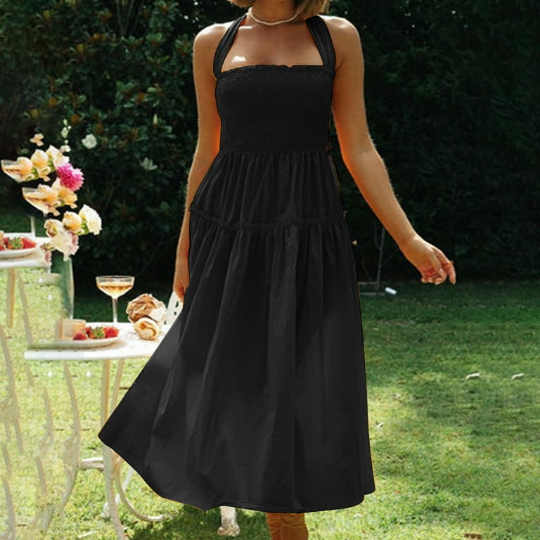 Womens Casual Dresses for Summer Sexy Dresses for Women Black Sleeveless  Dresses for Women Gift Set for Women Under 2 Dollar Items Only Drop Waist  Dress Halter Wedding Guest Dress at