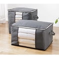 thumbnail image 2 of Foldable Under Bed Storage Box, Quilt Storage Cover Closet Organizer, Clear Window Solid Fabric for Clothes, Gray, 2 of 5