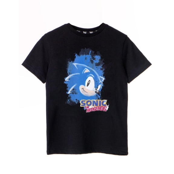 Sonic the Hedgehog Watercolour Boys Black Short Sleeved T-Shirt | 3-4 Years | Made by Vanilla Underground