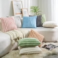 thumbnail image 4 of AUQ Pack of 2 Faux Fur Plush Decorative Throw Pillow Covers Fuzzy Striped Soft Pillowcase Cushion Covers for Sofa Couch Bedroom 16x16 inch, 4 of 6